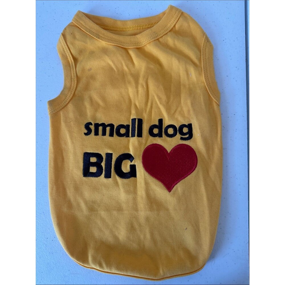 Parisian Pet “Small Dog Big Heart” Yellow Dog Tee Size L